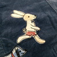 Rabbit Appliqued Blue Cord Dungarees - Boys 3-6 Months