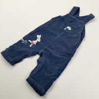 Rabbit Appliqued Blue Cord Dungarees - Boys 3-6 Months