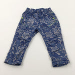 Spotty Camouflage Blue & Grey Lightweight Cotton Cargo Trousers - Boys 3-6 Months
