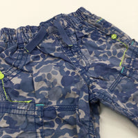 Spotty Camouflage Blue & Grey Lightweight Cotton Cargo Trousers - Boys 3-6 Months