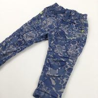 Spotty Camouflage Blue & Grey Lightweight Cotton Cargo Trousers - Boys 3-6 Months