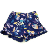 Colourful Fruit Navy Lightweight Jersey Shorts with Frilly Hems - Girls 3-4 Years