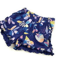 Colourful Fruit Navy Lightweight Jersey Shorts with Frilly Hems - Girls 3-4 Years