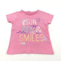 'Sun, Sea & Smiles' Pink T-Shirt - Girls 3-4 Years