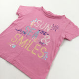 'Sun, Sea & Smiles' Pink T-Shirt - Girls 3-4 Years
