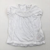 White Panel Front T-Shirt - Girls 6-9 Months