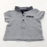 Black & White Textured Polo Shirt - Boys 3-6 Months