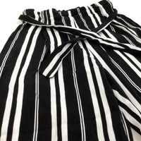Black & White Striped Cropped Viscose Trousers - Girls 5-6 Years
