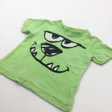 Monster Face Lime Green T-Shirt - Boys 3-6 Months