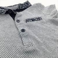 Black & White Textured Polo Shirt - Boys 3-6 Months