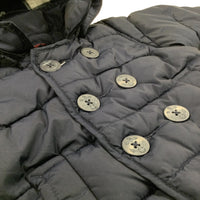 Anchor Buttons Navy Padded Coat - Boys 0-6 Months