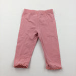 Pink Leggings with Lacey Hems - Girls 6-9 Months