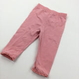 Pink Leggings with Lacey Hems - Girls 6-9 Months