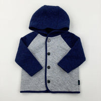 Navy & Grey Lightweight Jersey Hoodie - Boys 3-6 Months