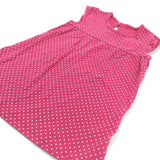Pink & White Polkadot Cotton Dress - Girls 6-9 Months