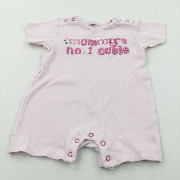 'Mummy's No. 1 Cutie' Pale Pink Jersey Romper - Girls 3-6 Months