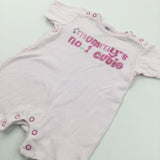 'Mummy's No. 1 Cutie' Pale Pink Jersey Romper - Girls 3-6 Months
