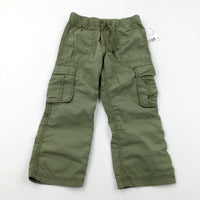 **NEW** Green Lightweight Cotton Cargo Trousers - Boys 4-5 Years