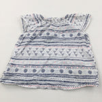 Patterned Navy & White Cotton Blouse - Girls 4-6 Months