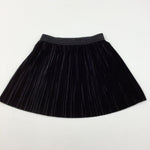 Black Pleated Velvet Skirt - Girls 6 Years