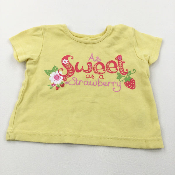 'Sweet As A Strawberry' Yellow T-Shirt - Girls 3-6 Months