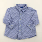 Blue & White Check Long Sleeve Shirt - Boys 9-12 Months