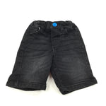 Black Denim Shorts with Adjustable Waistband - Boys 9-12 Months