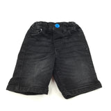 Black Denim Shorts with Adjustable Waistband - Boys 9-12 Months