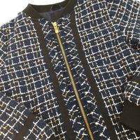 Navy, White & Gold Check Jacket - Girls 9-10 Years