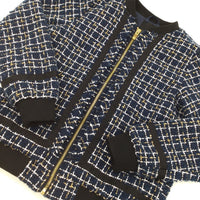 Navy, White & Gold Check Jacket - Girls 9-10 Years