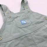 Numbers Badge Sage Green Cotton Short Dungarees - Boys 6-9 Months