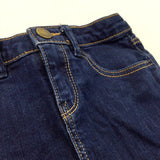 Dark Blue Denim Skirt with Adjustable Waistband - Girls 5 Years