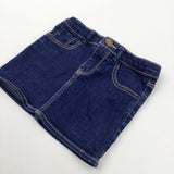 Dark Blue Denim Skirt with Adjustable Waistband - Girls 5 Years