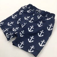 Anchors Navy & White Swimming Shorts - Boys 6-9 Months
