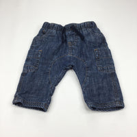 Mid Blue Lined Pull On Denim Jeans - Boys 3-6m