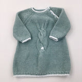 Duck Egg Blue Thick Knitted Dress - Girls 3-6 Months