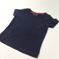 Navy & Red Stitching T-Shirt - Boys 3-6 Months