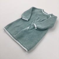 Duck Egg Blue Thick Knitted Dress - Girls 3-6 Months