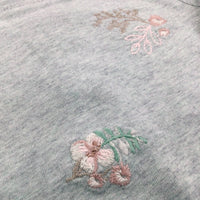 Flowers Embroidered Grey Long Sleeve Top - Girls 3-6 Months