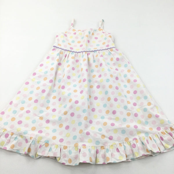 Colourful Spotty White Cotton Sun/Party Dress - Girls 5 Years