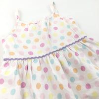 Colourful Spotty White Cotton Sun/Party Dress - Girls 5 Years