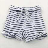 Navy & White Towelling Shorts - Boys 6-9 Months