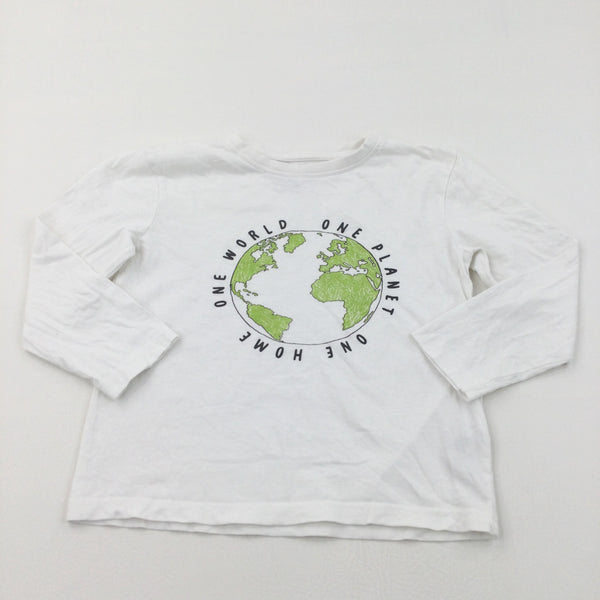 'One World, One Planet…' White Long Sleeve Top - Boys 5-6 Years