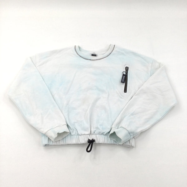 Blue & White Tie Dye Sweatshirt - Girls 9-10 Years