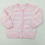 Pink & White Striped Knitted Cardigan - Girls 4-6 Months