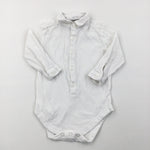 White Long Sleeve Polo Shirt Look Bodysuit - Boys 9-12 Months
