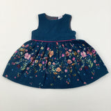 Flowers Blue Party Dress - Girls 3-6 Months