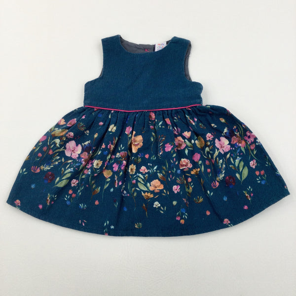 Flowers Blue Party Dress - Girls 3-6 Months