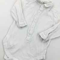 White Long Sleeve Polo Shirt Look Bodysuit - Boys 9-12 Months