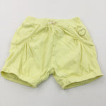 Heart Embroidered Yellow Lightweight Jersey Shorts - Girls 6-9 Months